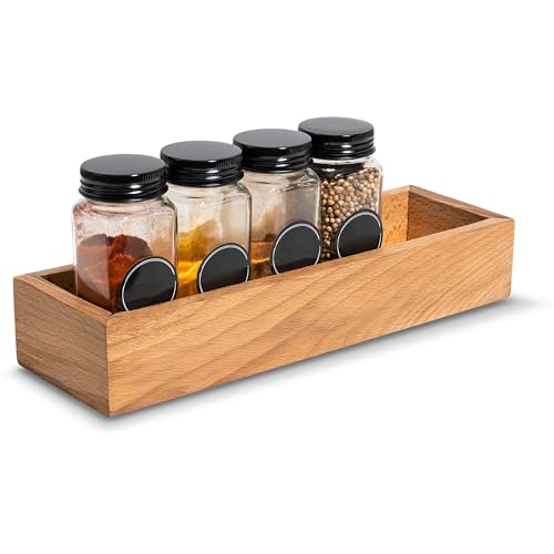 Creative Deco Holzbox Aufbewahrungsbox | 28 x 9 x 5 cm | Holzkiste Klein Ordnungsbox Holz Organizer Box | Buchenholz | Tablett für Kleinigkeiten, Wertsachen, als Gewürz Organizer von Creative Deco