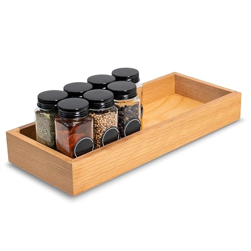 Creative Deco Holzbox Aufbewahrungsbox | 36 x 15 x 5 cm | Holzkiste Klein Ordnungsbox Holz Organizer Box | Buchenholz | Tablett für Kleinigkeiten, Wertsachen, als Gewürz Organizer, Sortierbox von Creative Deco