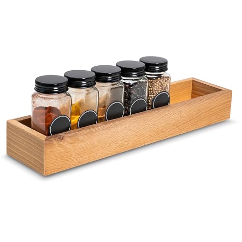 Creative Deco Holzbox Aufbewahrungsbox | 36 x 9 x 5 cm | Holzkiste Klein Ordnungsbox Holz Organizer Box | Buchenholz | Tablett für Kleinigkeiten, Wertsachen, als Gewürz Organizer von Creative Deco