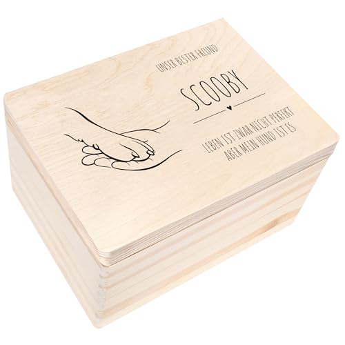 Creative Deco Holzkiste Haustier | 40 x 30 x 24 cm | Erinnerungsbox Personalisiert mit Namen, Wunschtext | Aufbewahrungsbox für Tierspielzeug Fotos von Creative Deco