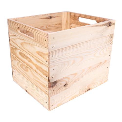 Creative Deco Holzkiste Natur | passend für alle Kallaxregale | Holzbox mit Griffen | 33 x 37 x 33cm | Geschliffenes Holz | Aufbewahrungsbox Kinder Kisten für Regal Regalbox Spielzeugkiste von Creative Deco