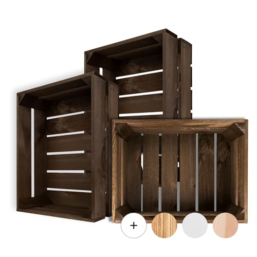 Creative Deco Holzkiste Wenge | Kiste Holz | 40 x 30 x 15 cm | Geschliffen | Obstkiste Deko Weinkisten Apfelkiste | Perfekt als Holzbox Geschenkbox Spielzeugkiste Aufbewahrungskiste Osterdeko von Creative Deco