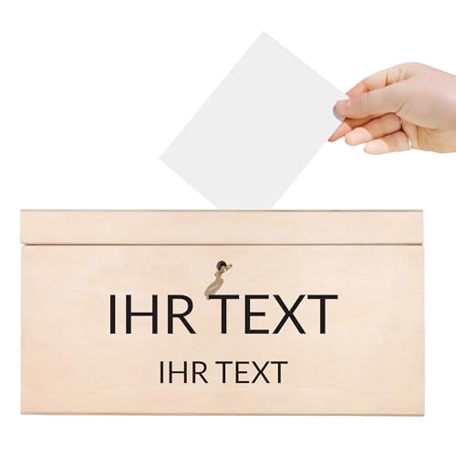Creative Deco Kartenbox Hochzeit Personalisiert Holzkiste mit Deckel | 29 x 25 x 15 cm (+/- 0,5 cm) | Geldbox mit Wunschtext | Geldgeschenke Box Holzbox mit Schlitz Geschenkkarten Geldbox Briefbox von Creative Deco