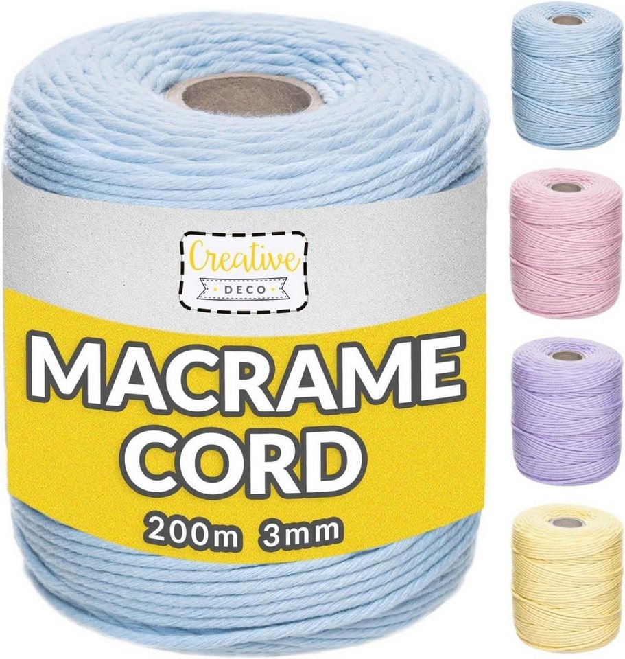 Creative Deco Makramee Garn 2-3 mm Baumwoll Polyester Baumwollkordel Baumwollschnur Nähgarn, 200,00 m, geliefert auf einer Spule Creative Deco Makramee Garn 2-3 mm Baumwoll Polyester Baumwollkordel Baumwollschnur Nähgarn, 200,00 m, geliefert auf einer Spule von Creative Deco