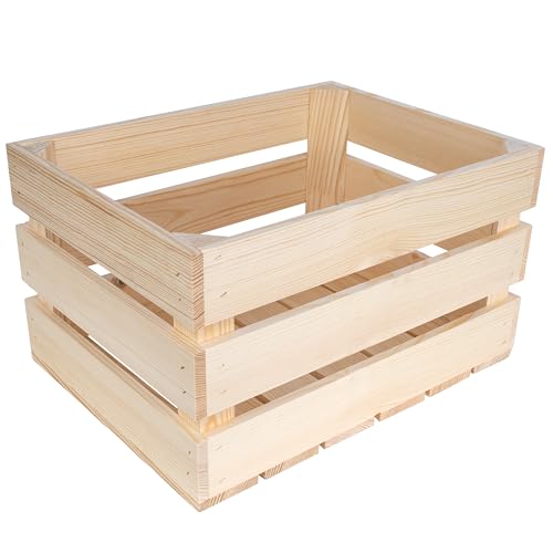 Creative Deco Natur Holzkiste | Kiste Holz | Geschliffen | 40 x 30 x 23 cm | Obstkiste Deko Weinkisten Apfelkiste | Perfekt als Holzbox Geschenkbox Spielzeugkiste Aufbewahrungskiste Osterdeko von Creative Deco