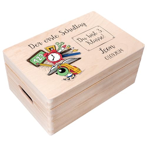 Creative Deco Personalisiert Einschulung Geschenk | Junge/Mädchen Schulanfang Geschenke | Einschulungsgeschenke Erster Schultag | Schultüte Holzkiste Erinnerungsbox | für 1. und 5. Klasse | Deko von Creative Deco