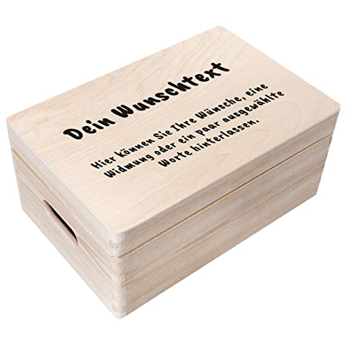 Creative Deco Personalisierte Geschenke Wunschtext Holzkiste | Dein Eigener Beliebig Text Individuelle Geschenk JGA | Geschenkkiste Geschenkbox | Für Frauen, Männer und Paar | 30 x 20 x 14 cm von Creative Deco