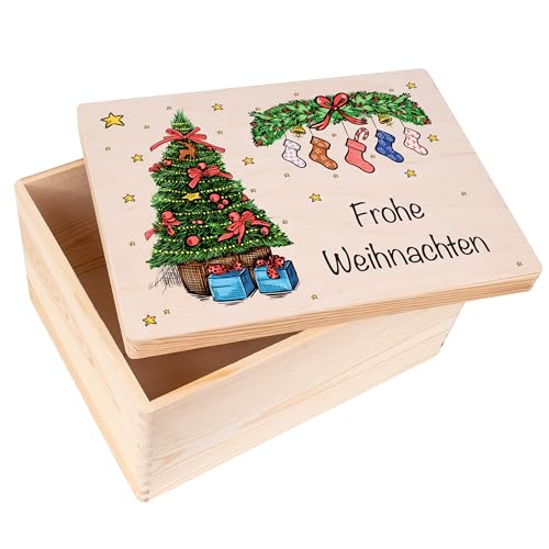 Creative Deco Weihnachtsgeschenke Personalisiert Holzkiste | Personalisierte Wunschtext Weihnachten Geschenke | Dein Eigener Wünsche Text Individuelle Geschenk | Weihnachtsdeko | Für Frauen, Männer von Creative Deco