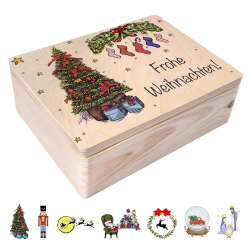 Creative Deco Personalisierte Holzkiste | Personalisiert Wunschtext Weihnachten Geschenke | Dein Eigener Wünsche Text Individuelle Geschenk | Weihnachtsdeko | Für Frauen, Männer von Creative Deco