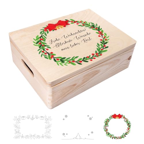 Creative Deco Personalisiert Holzkiste | Personalisierte Wunschtext Weihnachten Geschenke | Dein Eigener Wünsche Text Individuelle Geschenk | Weihnachtsdeko | Für Frauen, Männer von Creative Deco
