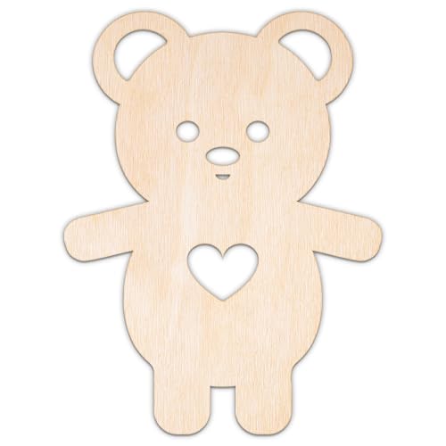Creative Deco Personalisierte Babyparty Deko aus Sperrholz 3mm | Teddybär | 10-100 cm | Baby Shower Baby Party Dekoration | Lasergeschnittene Sperrholzausschnitte für Decoupage, zum Bemalen von Creative Deco
