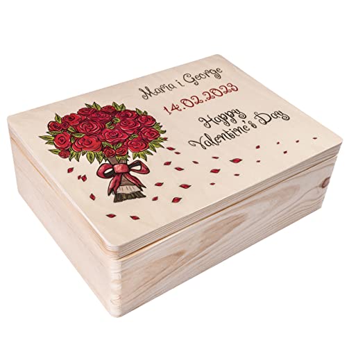 Creative Deco Personalisierte Geschenke Wunschtext Holzkiste | Romantische Deko | Individuelle Geschenk für Frauen, Mädchen und Paar | Rosen Motive von Creative Deco