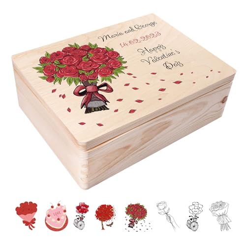 Creative Deco Personalisierte Geschenke Wunschtext Holzkiste | Romantisches Geschenk Valentinstag für Ihn und Sie Deko | Individuelles Geschenk für Frauen, Mädchen und Paar | Mehrere Motive von Creative Deco