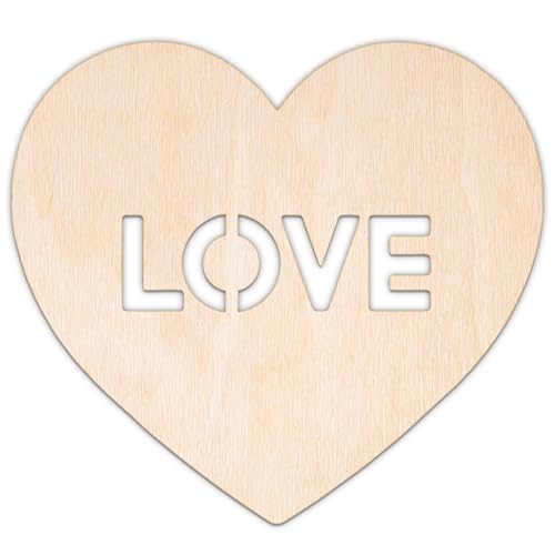 Creative Deco Personalisierte Holzscheiben | Herz Love | 5-100 cm | Sperrholz 3 mm | Holzformen Hochzeit | Wanddeko | Hochzeitsdeko Tisch | Lasergeschnittene Sperrholzausschnitte für Decoupage von Creative Deco