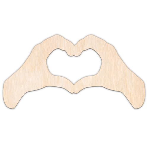 Creative Deco Personalisierte Holzscheiben | Herz aus Händen | 5-100 cm | Sperrholz 3 mm | Holzformen Hochzeit | Wanddeko | Hochzeitsdeko Tisch | Lasergeschnittene Sperrholzausschnitte für Decoupage von Creative Deco