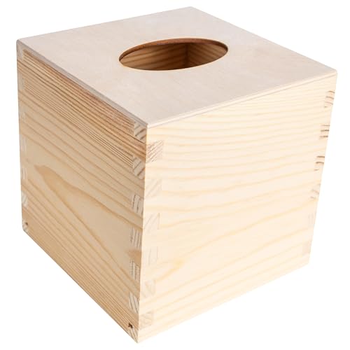 Creative Deco Quadratische Kosmetiktücherbox Holz Taschentuchbox | 13,3 x 13,3 x 13,3 cm | Kosmetiktücher-Box Taschentuch-Box für Taschentücher | Tücherbox Kosmetiktuch-Spender für Decoupage von Creative Deco