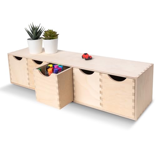 Creative Deco Schubladenbox Schubladenelement | 5 Schubladen | 57 x 13 x 13 cm (+/- 1 cm) | Mini-Kommode für Kleinigkeiten aus Birkensperrholz | Ordnungssystem für Lagerung, Decoupage & Dekoration von Creative Deco