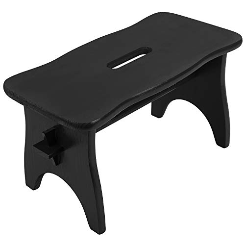 Creative Deco Schwarze Fußbank Holz Hocker | 38 x 19 x 21 cm | Tritthocker Blumenhocker Toilettenhocker Holzbank Schemel Kinderhocher Fußhocker | Schwarz Fußauflagen Stuhl Kiefernholz von Creative Deco