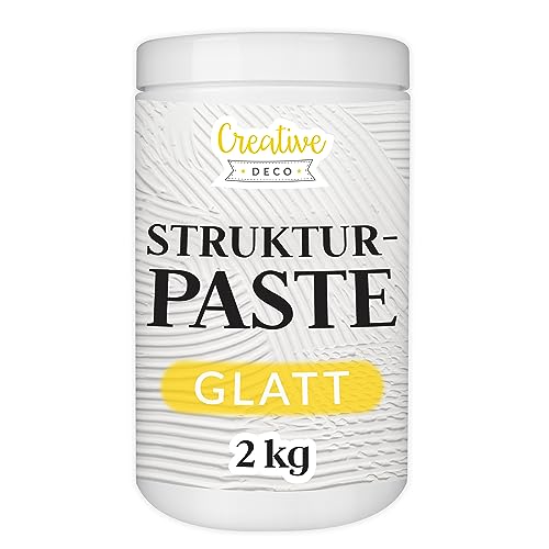 Creative Deco Strukturpaste Glatt 2 kg | Weiße Spachtelmasse für Acrylmalerei | Modellierpaste für Kunstprojekte, Acrylfarbe, DIY, 3D-Effekte, Texturen | Einfach mit Palettenmesser aufzutragen von Creative Deco