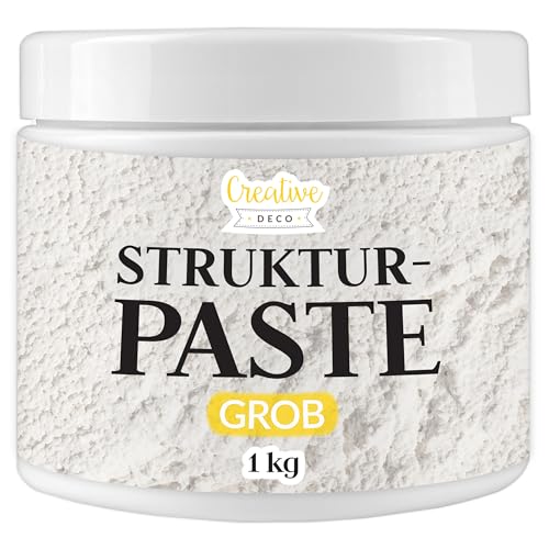 Creative Deco Strukturpaste Grobkörnig 1 kg | Weiße Spachtelmasse für Acrylmalerei | Modellierpaste für Kunstprojekte, Acrylfarbe, DIY, 3D-Effekte, Texturen | Einfach mit Palettenmesser aufzutragen von Creative Deco