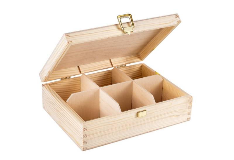 Creative Deco Teedose Teebox Holz aus Natürlichem Kiefernholz, Teebox Holz mit Deckel von Creative Deco