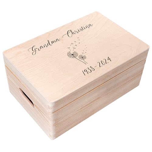 Creative Deco Trauerkiste Erinnerungen Holz | Pusteblumen Trauer Personalisiert mit Namen, Wunschtext | wie Trauerkarte Besonders, Kondolenzkarte, Beileidskarte | In Gedenk, Andenken an Verstorbene von Creative Deco