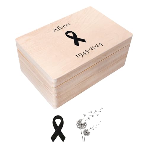 Creative Deco Trauerkiste Erinnerungen Holz | Trauer Personalisiert mit Namen, Wunschtext | für/wie Trauerkarte Besonders, Kondolenzkarte, Beileidskarte | In Gedenk, Andenken an Verstorbene von Creative Deco