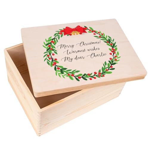 Creative Deco Weihnachtsgeschenke Personalisiert Holzkiste | Personalisierte Wunschtext Weihnachten Geschenke | Dein Eigener Wünsche Text Individuelle Geschenk | Weihnachtsdeko | Für Frauen, Männer von Creative Deco