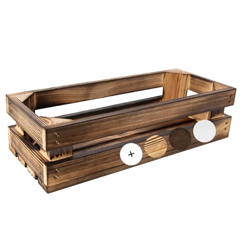 Creative Deco Weinkiste Holz Vintage Holzkiste | 34 x 14 x 9 cm | Geflammt Deko Holzbox | Kiste Geschenkbox Organizer Spielzeugkiste Aufbewahrungsbox Osterdeko von Creative Deco