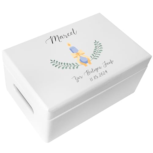 Creative Deco Weiß Personalisiert zur Taufe Geschenk für Mädchen und Junge | Kerze Motiv | Holzkiste Erinnerungsbox Deko | Individuelles Geschenk Spielzeugkiste Holzbox mit Deckel | Spardose Creative Deco Weiß Personalisiert zur Taufe Geschenk für Mädchen und Junge | Kerze Motiv | Holzkiste Erinnerungsbox Deko | Individuelles Geschenk Spielzeugkiste Holzbox mit Deckel | Spardose von Creative Deco