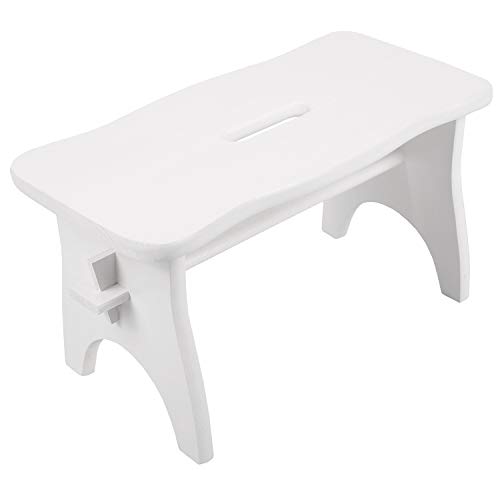Creative Deco Weiße Fußbank Holz Hocker | 38 x 19 x 21 cm | Tritthocker Blumenhocker Toilettenhocker Holzbank Schemel Kinderhocher Fußhocker | Weiß Fußauflagen Stuhl Kiefernholz von Creative Deco