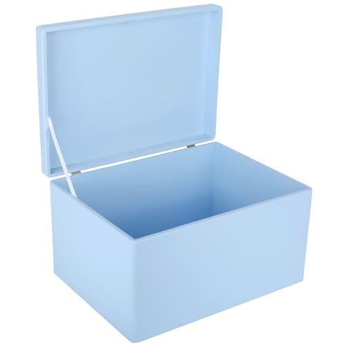 Creative Deco XXL Blau Große Holzkiste mit Deckel | 40x30x24 cm (+/-1cm) | Holztruhe Erinnerungsbox Baby Holzbox mit Deckel Kasten | Ostern Geschenke Kinder Spielzeug Werkzeuge | ROH, UNGESCHLIFFEN von Creative Deco
