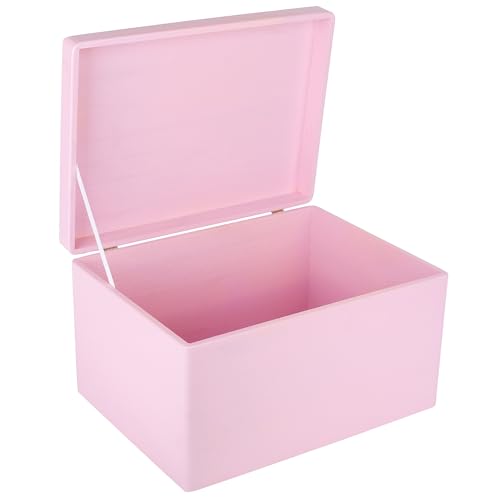 Creative Deco XXL Rosa Große Holzkiste mit Deckel | 40x30x24 cm (+/-1cm) | Holztruhe Erinnerungsbox Baby Holzbox mit Deckel Kasten | Ostern Geschenke Kinder Spielzeug Werkzeuge | ROH, UNGESCHLIFFEN von Creative Deco