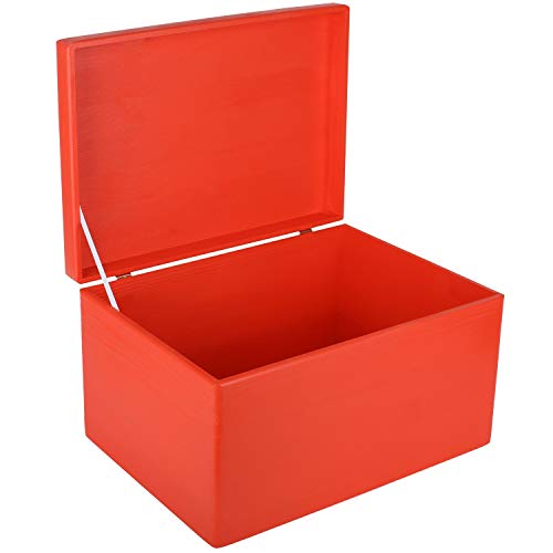 Creative Deco XXL Rot Große Holzkiste mit Deckel | 40x30x24 cm (+/-1cm) | Holztruhe Erinnerungsbox Baby Holzbox mit Deckel Kasten | Ostern Geschenke Kinder Spielzeug Werkzeuge | ROH, UNGESCHLIFFEN von Creative Deco