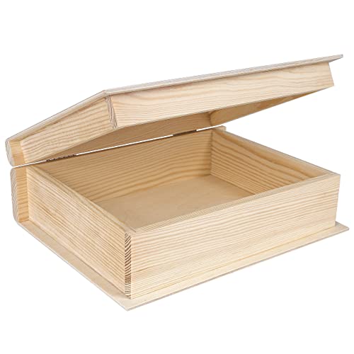 Creative Deco Buchbox Holzkiste mit Deckel | 24 x 19 x 7,5 cm | Aufbewahrungsbox Holzbox Kiste Buch Box Schatulle | Ideal für Wertsachen, Spielzeuge, Werkzeuge von Creative Deco