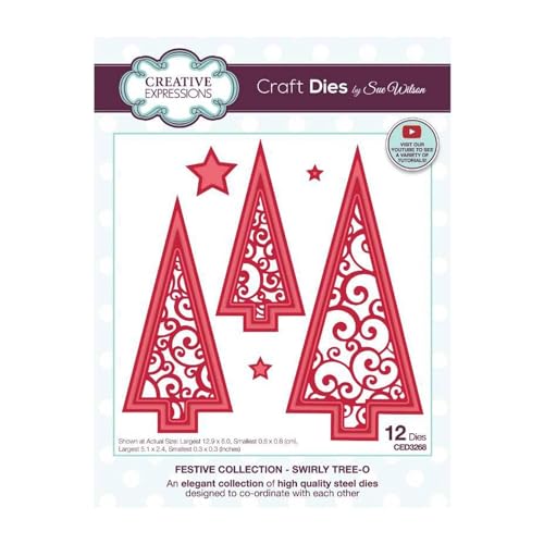 Creative Expressions CED3268 Sue Wilson Stanzform – Swirly Tree-O, braun, Size: 5.1 x 2.4 in von Creative Expressions