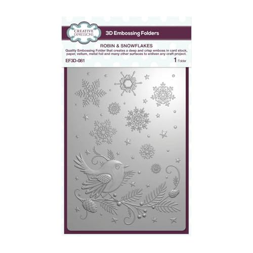 Creative Expressions EF3D-081 Robin & Snowflakes 3D-Prägeschablone, 12,7 x 17,8 cm, farblos, 5 x 7 in von Creative Expressions