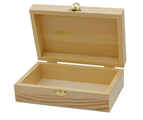 Creative Hobbies Unlackierte Holz-Bastelbox,Helles unlackiertes Holz mit Verschluss,Machen Sie Ihre eigene Geschenkbox, Schmuckschatulle, Fotobox, Decoupage und mehr,15.2x10.2x5.1 cm (1 Box) von Creative Hobbies