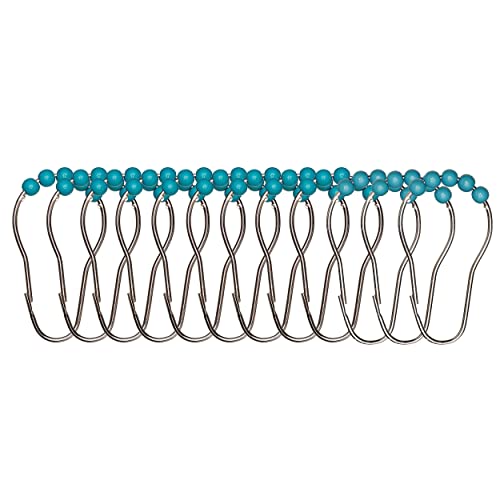 Creative Home Ideas Ombre Set | 1 Duschvorhang & 12 Metallhaken | Rostbeständig | 12er Set Blau Türkis von Creative Home Ideas