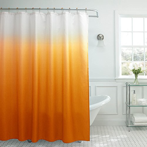 Creative Home Ideas - Duschvorhang-Set aus Strukturiertem Stoff, inklusive 12 leicht gleitenden Metallringen, moderner Badezimmer-Dekor, maschinenwaschbar, Maße: 177,8 x 182,9 cm, Orange Ombre von Creative Home Ideas