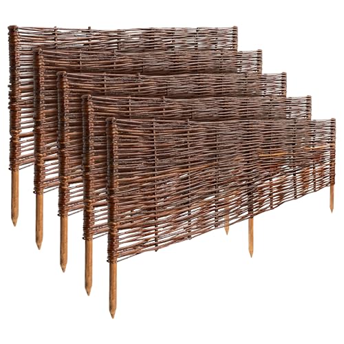 Creative Home Beeteinfassung Weide Weidenzaun 5er Set | 100 x 40 cm (+/- 1 cm) | Gartenzaun Beetumrandung Steckzaun | Rasenkante Beetbegrenzung | Dekorativer Zaun Garten von Creative Home