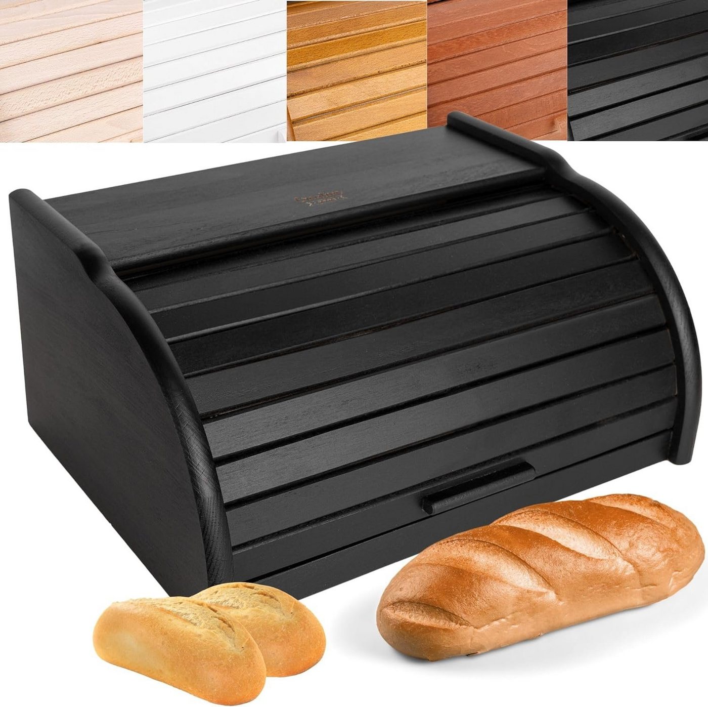 Creative Home Brotkasten Holz 38 x 28,5 x 17,5 cm Brotkiste mit Rolldeckel Brotbox von Creative Home