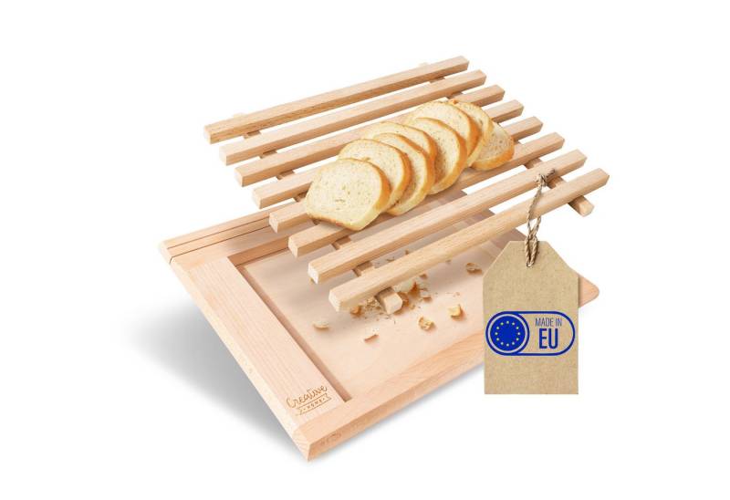 Creative Home Brotschneidebrett Brotschneidebrett mit Krümelfang aus Buche-Holz, 35,5 x 28,5 x 2 cm von Creative Home