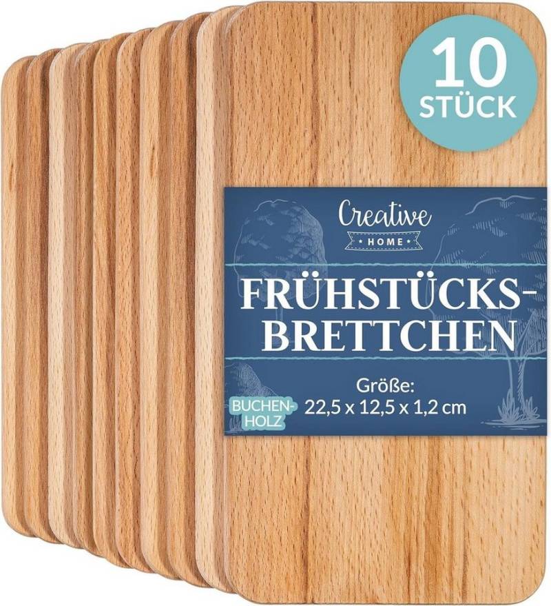 Creative Home Frühstücksbrett Set Frühstücksbrettchen Holz 22,5 x 12,5 x 1,2 cm Schneidebrett, (10-St), geölt von Creative Home