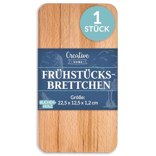 Creative Home Frühstücksbrettchen Holz | 22.5 x 12.5 x 1.2 cm | Holzbrettchen Schneidebrett Brett | Umkehrbar Schneidbrett Brettchen | Frühstücksbrett Holzbrett Küche für Brot Fleisch Gemüse von Creative Home