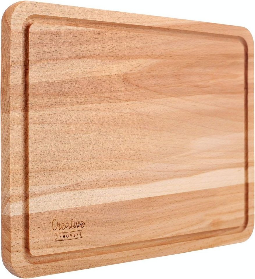 Creative Home Schneidebrett mit Saftrille 30,5 x 22,5 x 1,5 cm Holzschneidebrett Holzbrett Küche, (1-St), mit tiefer Saftrille von Creative Home