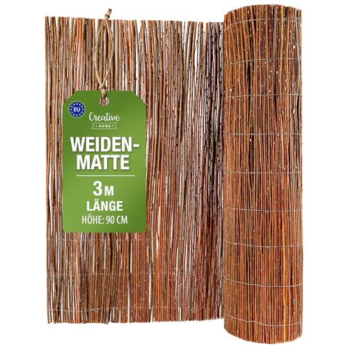Creative Home Weidenmatte Balkon Sichtschutz Weide 90 x 300 cm (H x L) | Natürlicher Sichtschutz Zaun | Sichtschutzmatte Garten | Sonnenschutz Balkon Windschutz Terrasse Gartenzaun von Creative Home