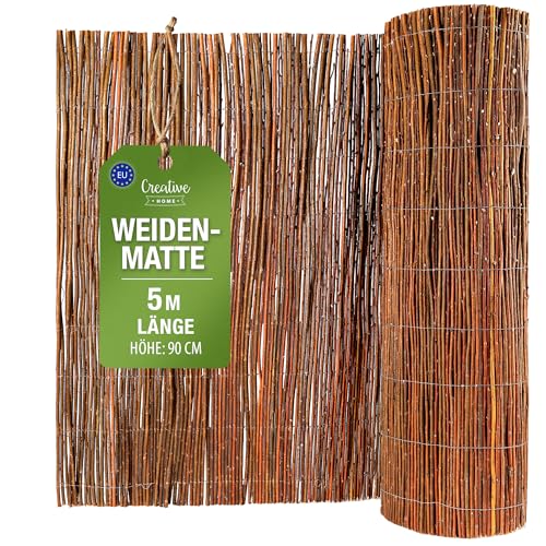 Creative Home Weidenmatte Balkon Sichtschutz Weide 90 x 500 cm (H x L) | Natürlicher Sichtschutz Zaun | Sichtschutzmatte Garten | Sonnenschutz Balkon Windschutz Terrasse Gartenzaun von Creative Home