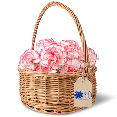 Creative Home Weihnachtskorb Oval Weidenkorb mit Henkel Garten | 30x30x32 cm (+/- 2 cm) | Gartenkorb Geschenkkorb Universell, Obstkorb, Bügelkorb von Creative Home