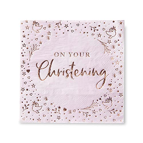 Creative Party Servietten mit Aufschrift "On Your Christening", 3-lagig, mit Folienprägung, Pink J092 von Creative Party